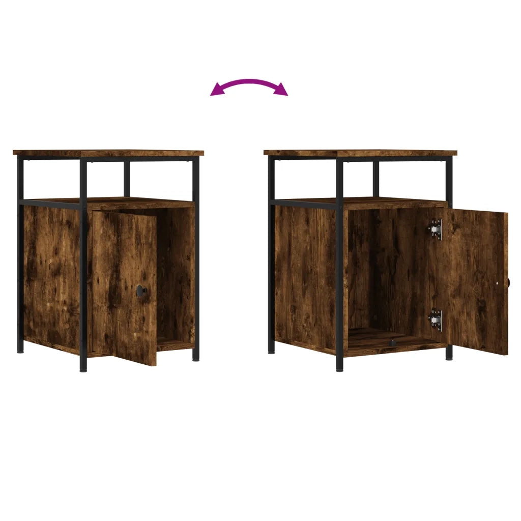 Comodino | Armadio da Notte | Mobiletto da notte Rovere Fumo 40x42x60 cm Legno Multistrato
