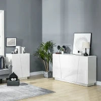 Mobiletto Multiuso in Truciolato Bianco a 5 Livelli con Ripiano Regolabile su 3 Livelli, 150x40x88 cm