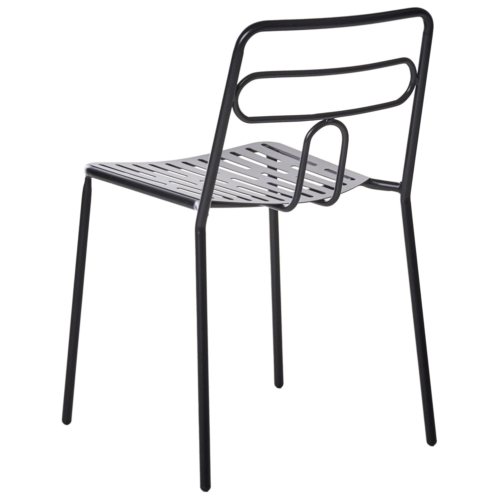 Set di 2 sedie da giardino nero con telaio in acciaio impilabili per esterni Patio moderne
