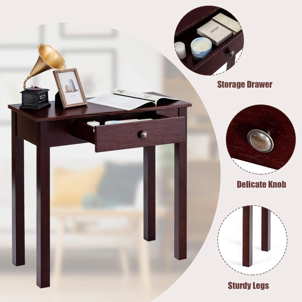 Tavolo da consolle con cassetto, tavolo da ingresso in legno, 71 x 30 x 71 cm, tavolo da divano stretto con gambe in legno di pino, tavolino ausiliario per corridoio, soggiorno, ingresso (Caé)