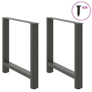 Gambe per tavolo da pranzo antracite 2 pz 70x(72-73) cm in acciaio 4013310