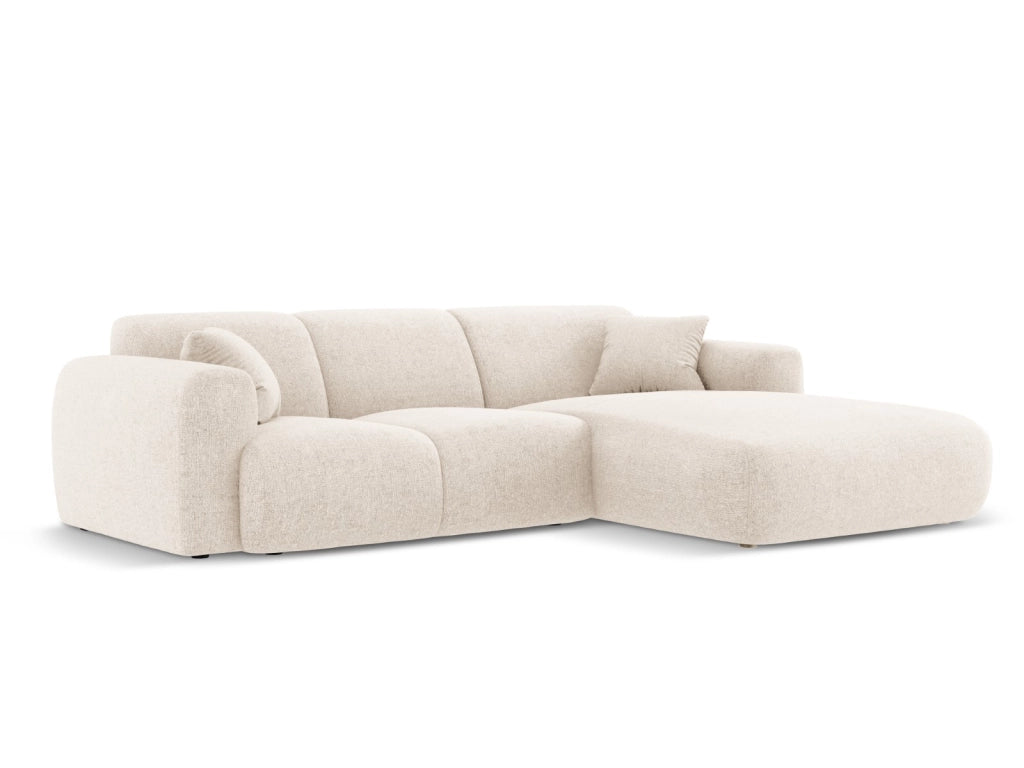 Cosmopolitan Design - Divano angolare destro "Nolio" 4 posti in ciniglia beige chiaro 