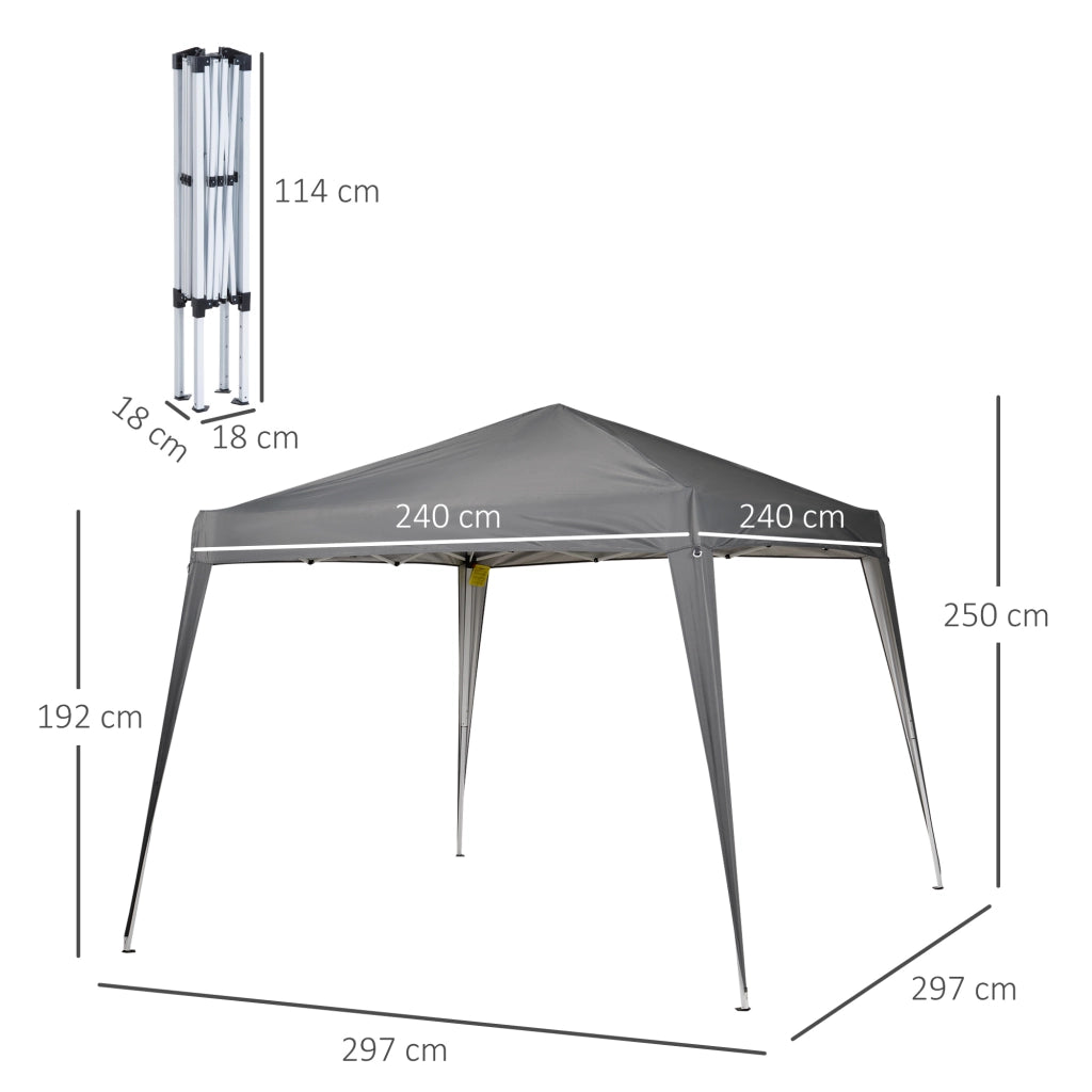 Tonnelle da Giardino 3x3m Pieghevole ¨C Zephmum ¨C Grigio Acciaio Polyester
