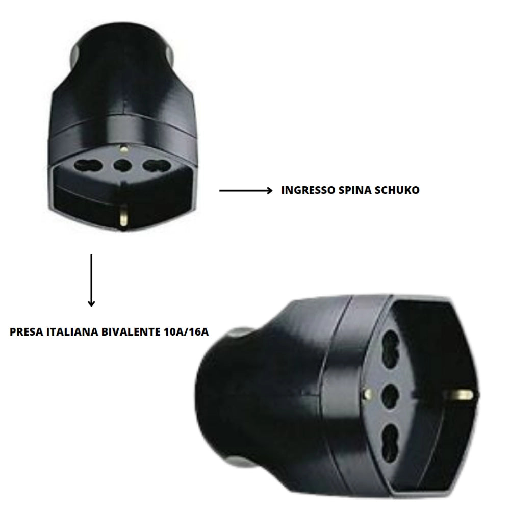 kit composto da 20 mt cavo fror grigio + presa schuko 10/16a + spina nera 16a