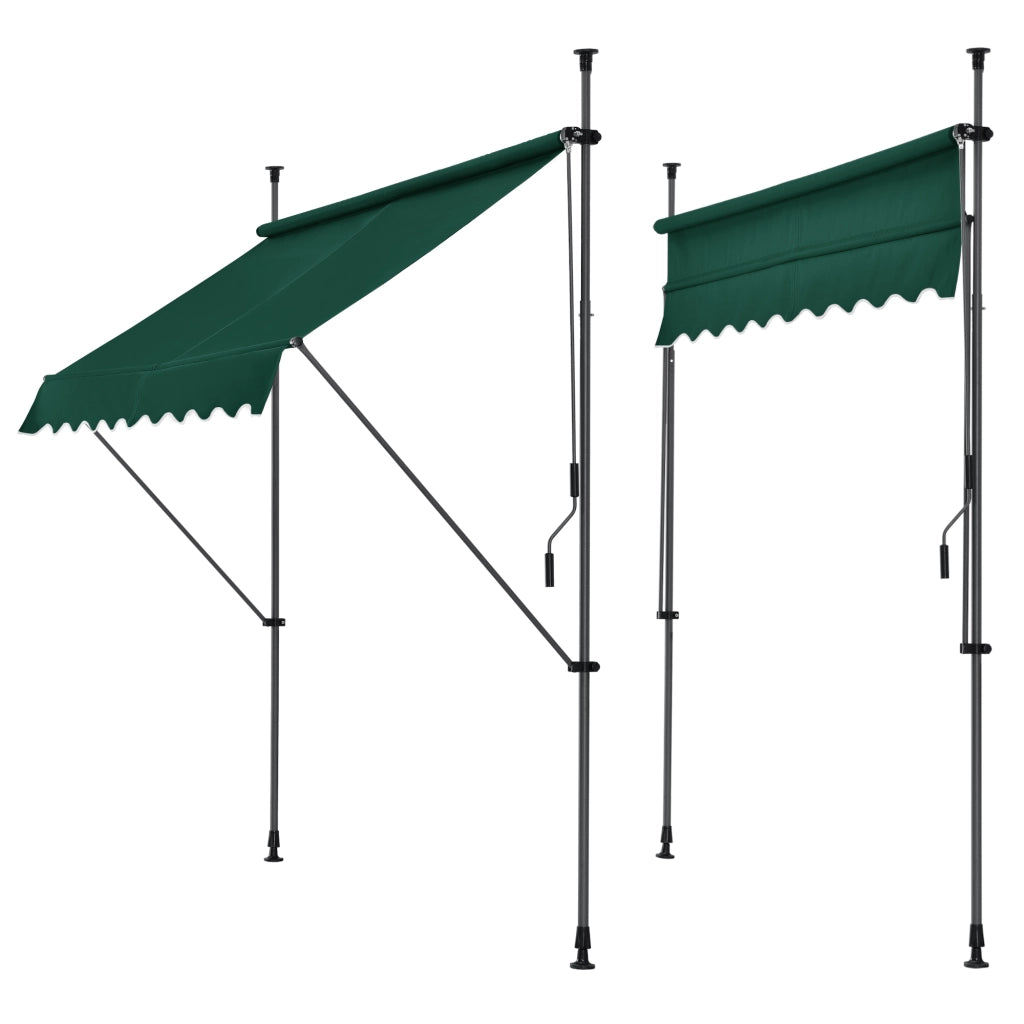 Tenda da Sole a Muro con Pali di Supporto Telescopici Parasole 250 x 120 cm (LxP) Verde Scuro pro.tec