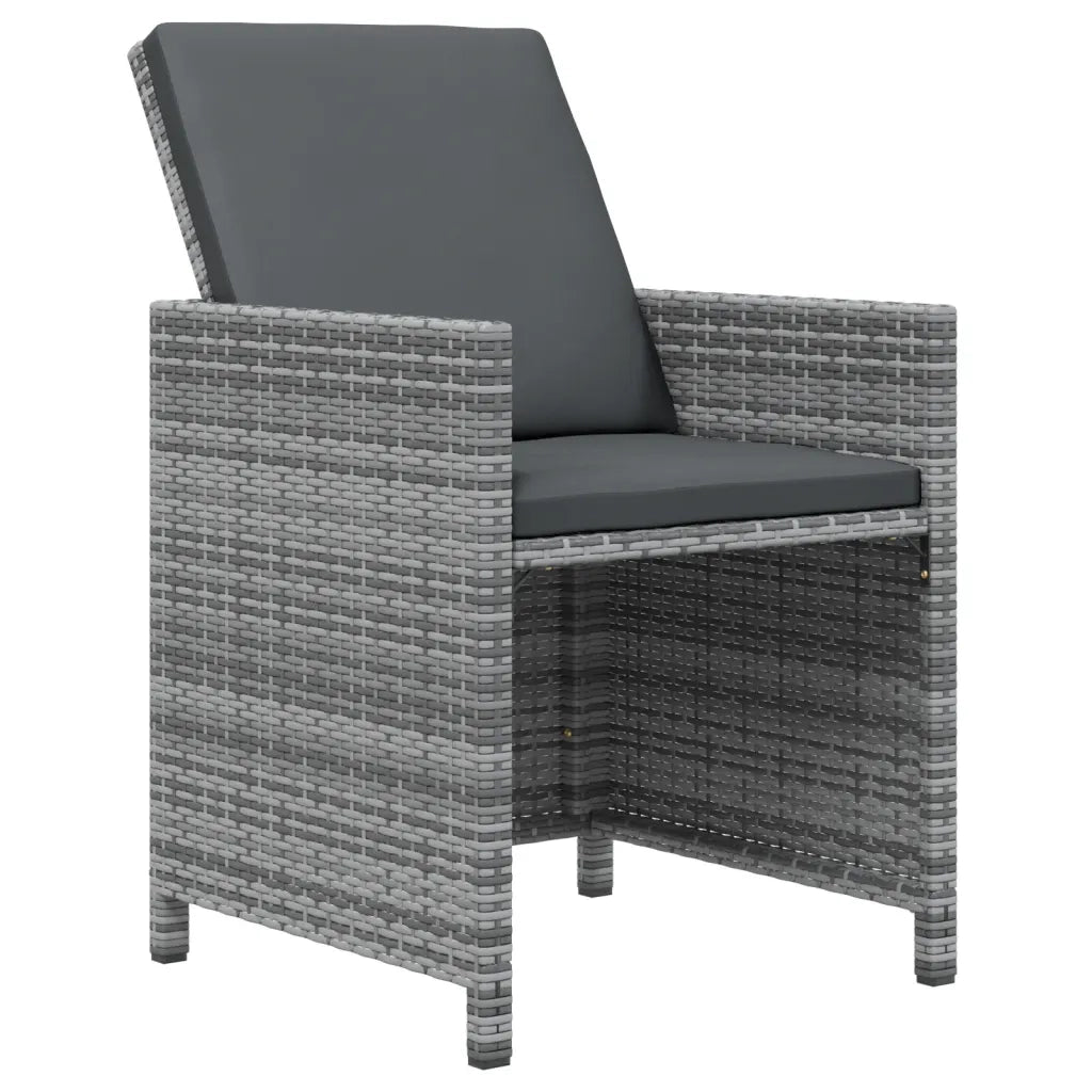 Set da Pranzo per Giardino 17 pz con Cuscini Polyrattan Grigio cod mxl 38616