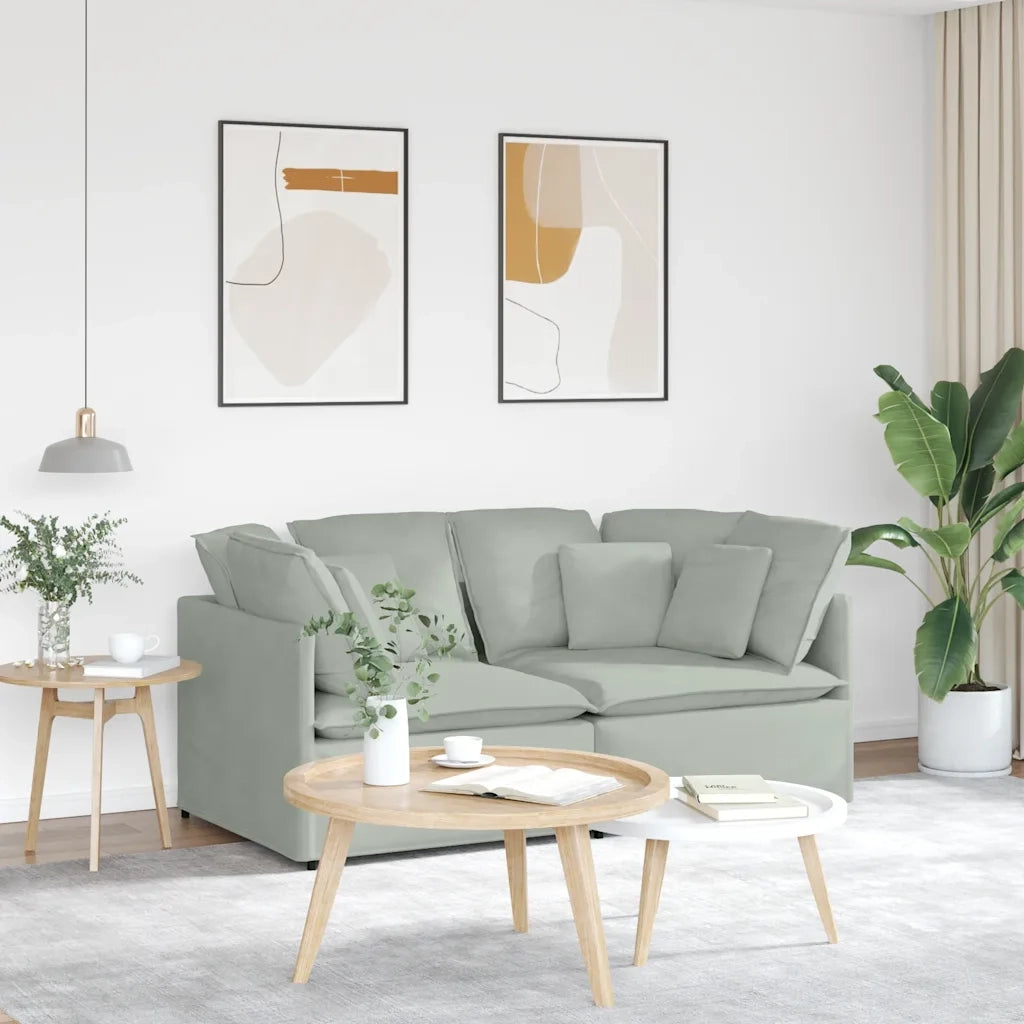 Divano Modulare con Cuscini in Velluto Grigio Chiaro 3321249