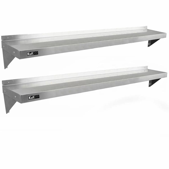 Set 2 Mensole a Muro 194x30 cm per Cucine di Ristoranti Pizzerie in Acciaio Inox
