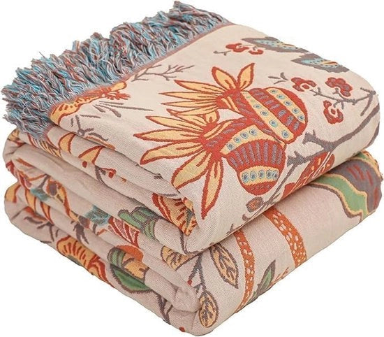 Bedsprei boho, 100% cotone 230 x 250 cm, deken di piuma, coperta reversibile per letto, divano e salotto, idea regalo per famiglia e amici