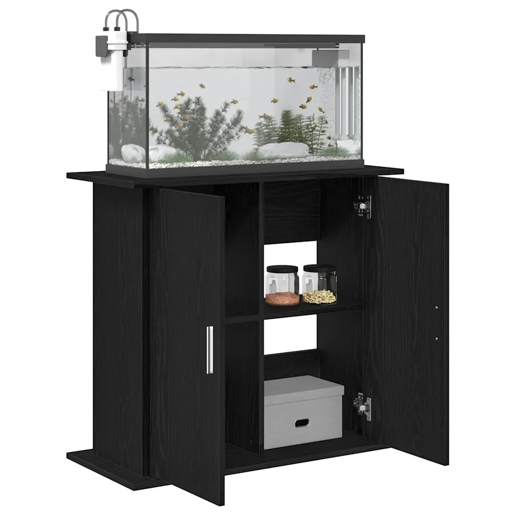 Supporto per Acquario 81x36x73 cm Legno Multistrato Rovere Nero