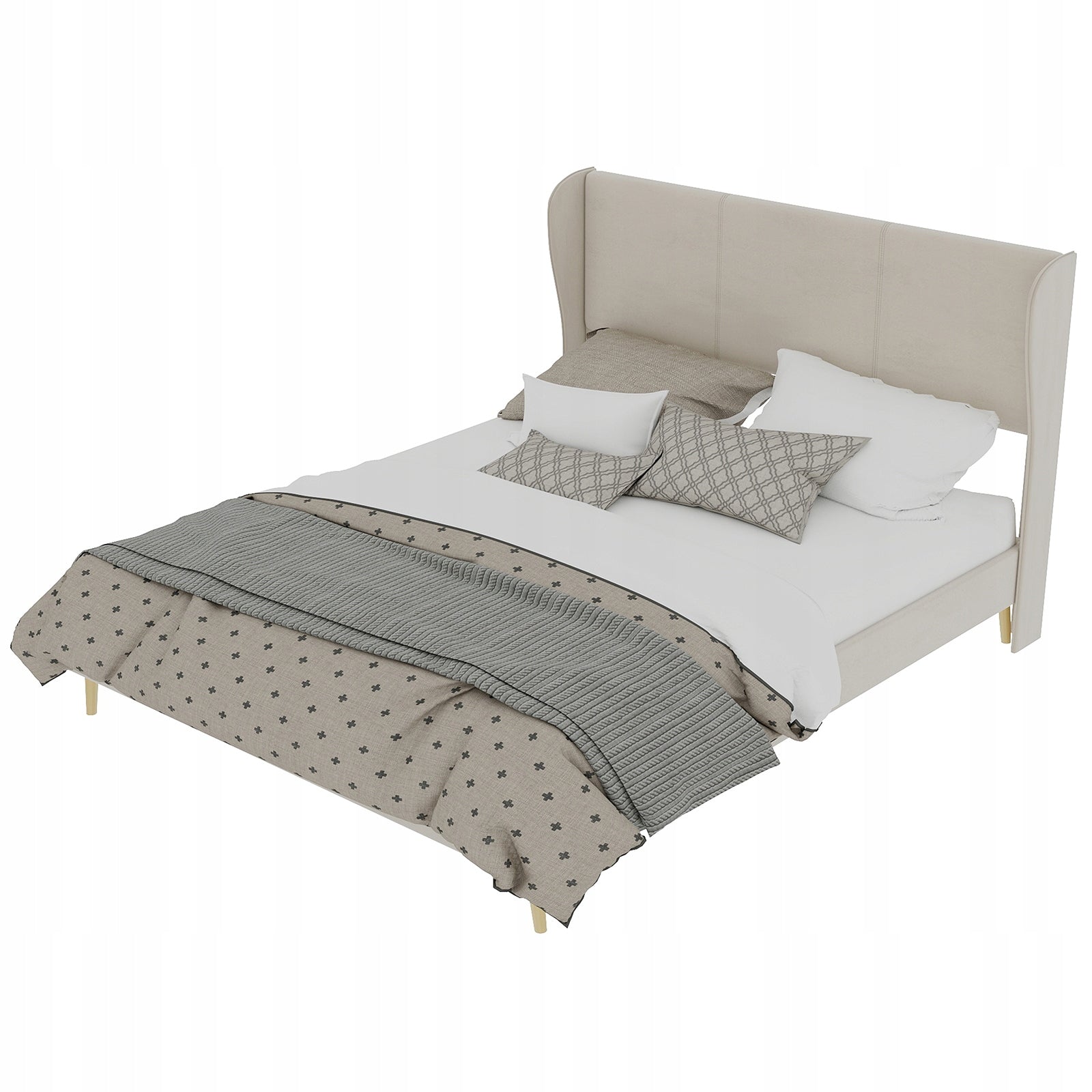 Letto imbottito 160x200 - Xylo - Beige minimalista