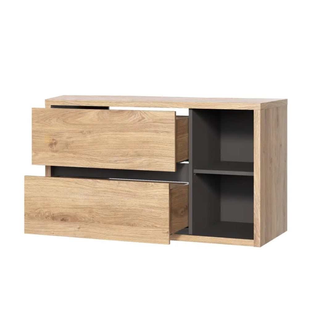 Mobile sottolavabo MATT 100 cm – Rovere chiaro e grigio antracite – Design sospeso moderno
