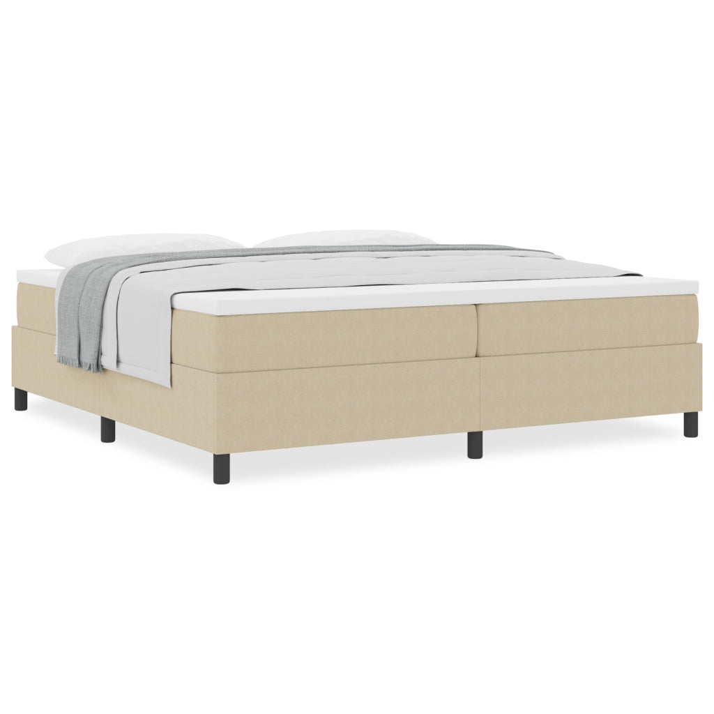 Letto a Molla con Materasso Beige Chiaro 200x200 cm Tessuto in Corduroy