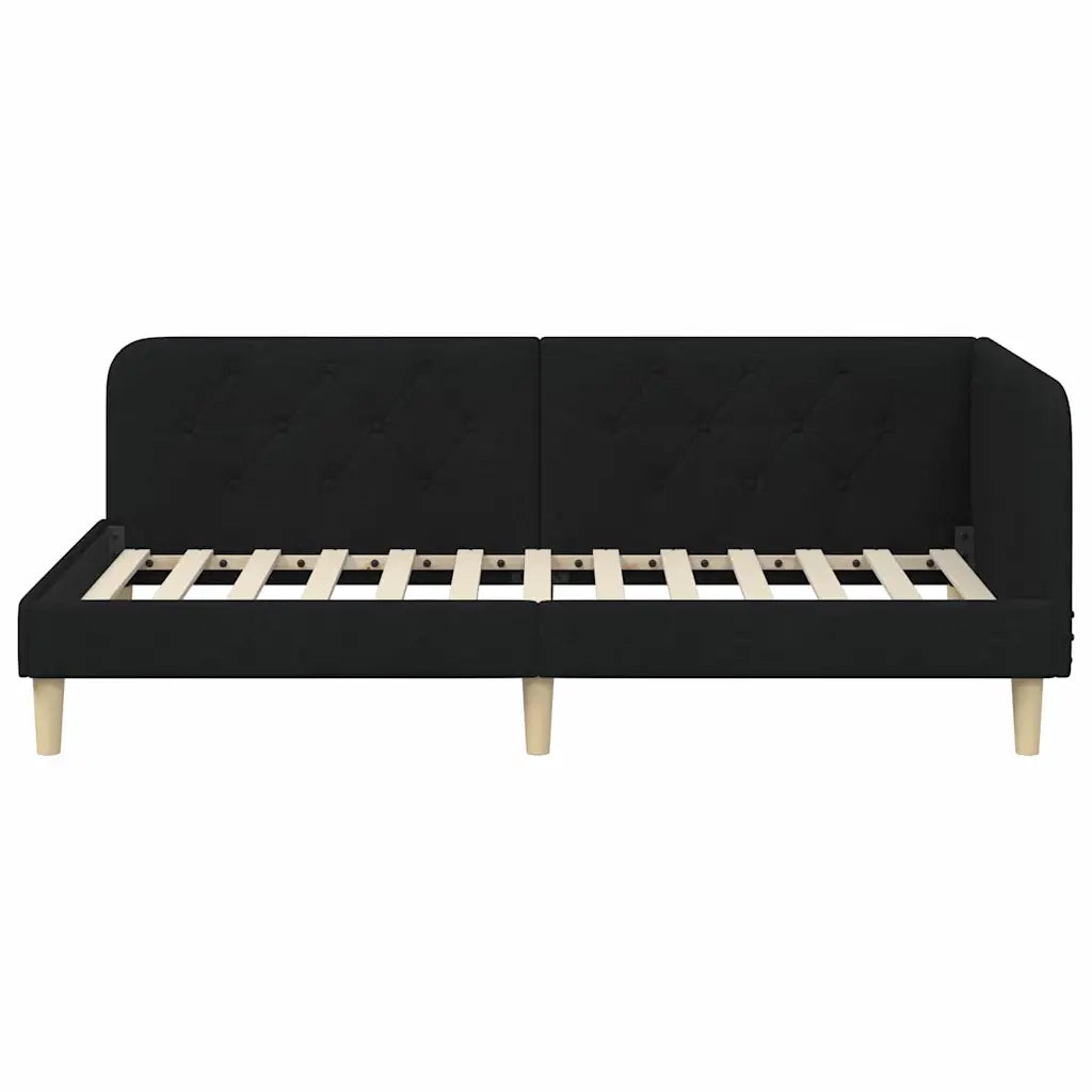 Cornice del letto ad angolo Nero 90 x 190 cm Tessuto 42016563