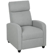 Poltrona Relax, regolabile 135°, poggiapiedi e schienale imbottiti, Lino-Polyester, Grigio Chiaro