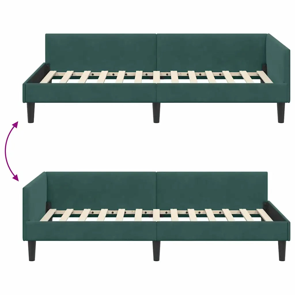 Cornice del letto ad angolo Verde Scuro 90 cm x 190 cm Velluto 42016146
