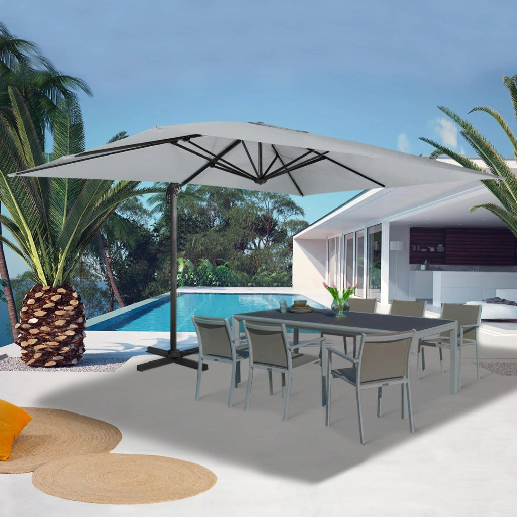 Ombrellone Calvi inclinabile a 360°, Grigio Chiaro 3x4 M con Copertura
