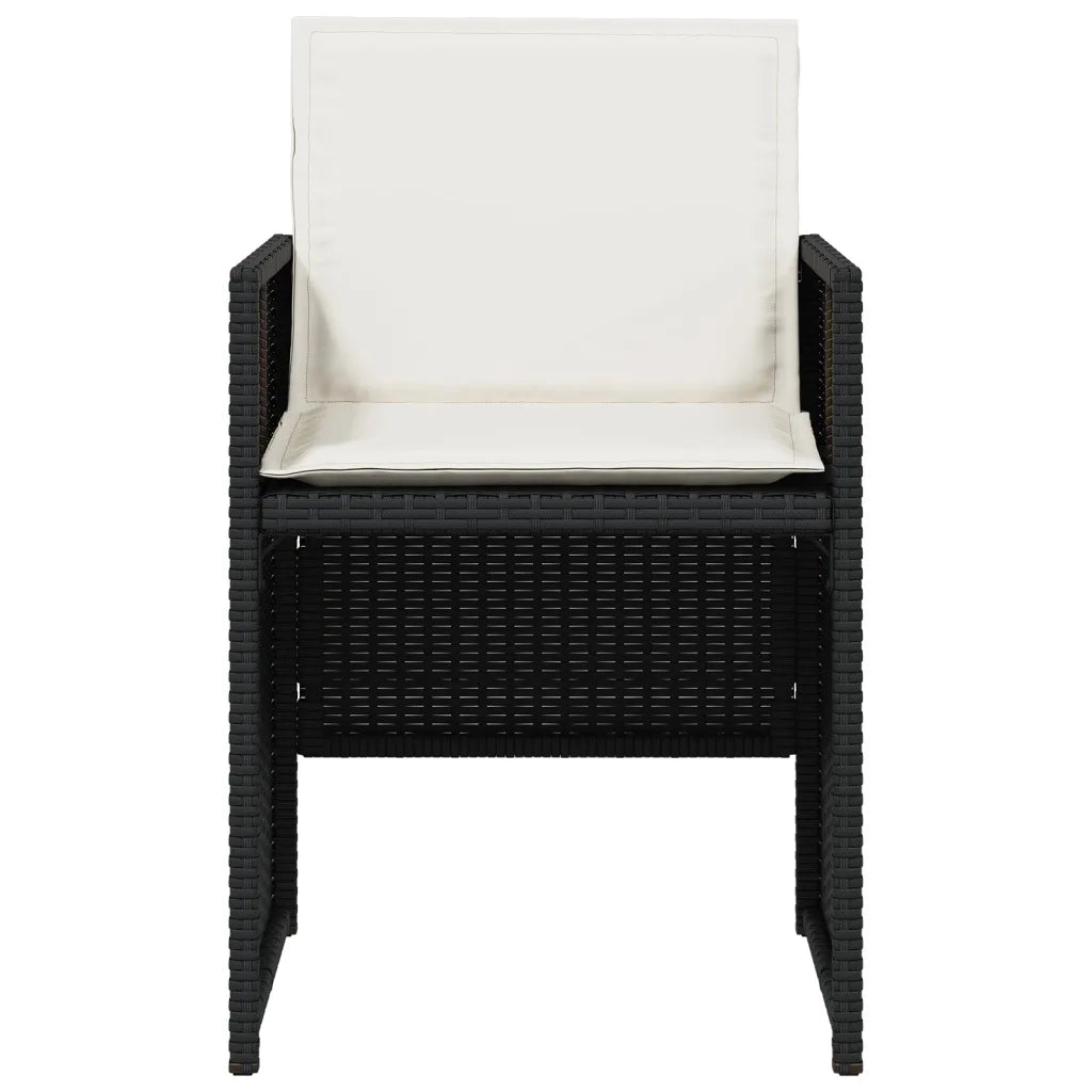 Sedie da Giardino con Cuscini 4 pz | Sedie da Esterno Nere in Polyrattan