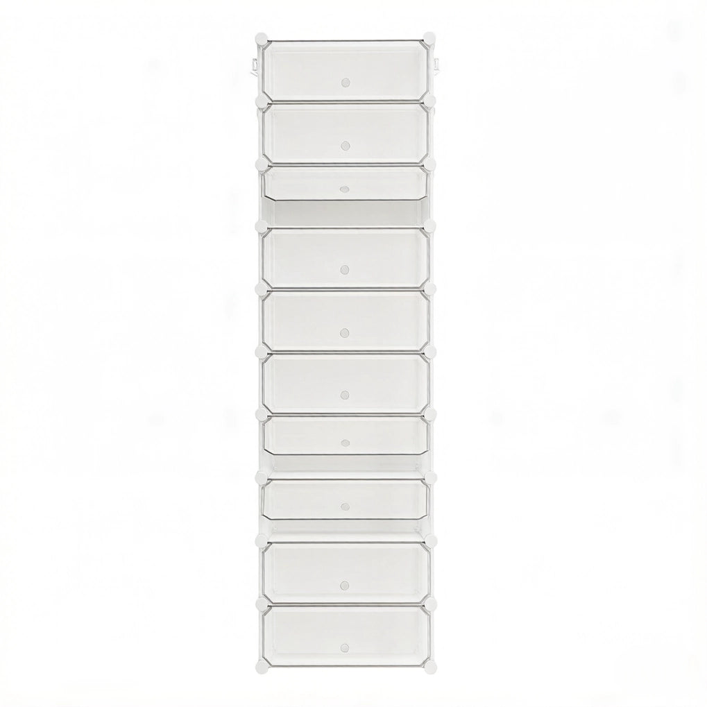 Scarpiera modulare 40x30x170 cm bianca in PP con 10 scomparti