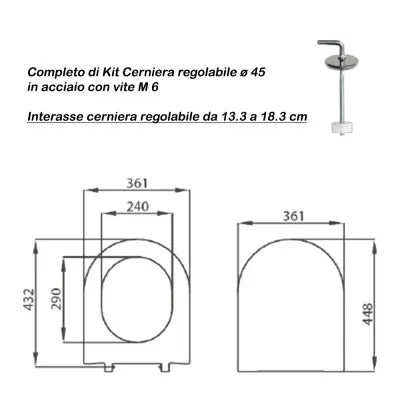 Copriwater compatibile Pozzi Ginori Ydra design slim in termoindurente
