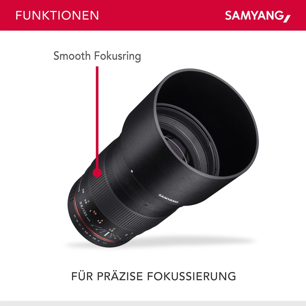 Teleobiettivo fotografico 135mm F2.0 per Canon EF – Full-frame e APS-C Obiettivo fisso con EF/EF-S Mount – Focus manuale – per EOS-1D X Mark III, 6D Mark II, 5D Mark IV