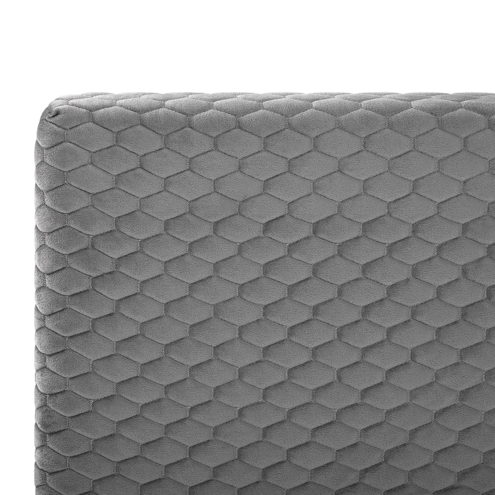 Letto matrimoniale Tessuto grigio 140 cm 6 Struttura imbottita a nido d'ape trapuntato