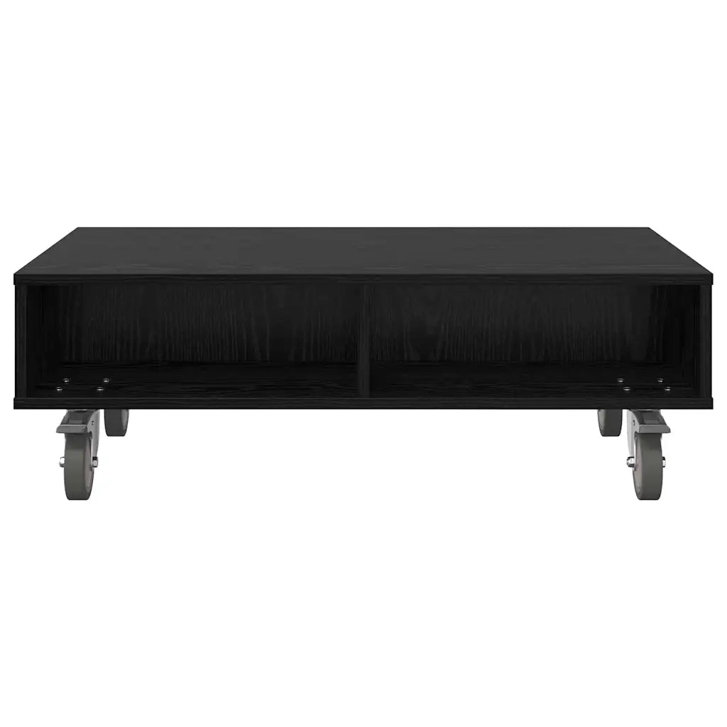 Tavolino | Tavolo laterale con Ruote Rovere Nero 90 x 50 x 30 cm