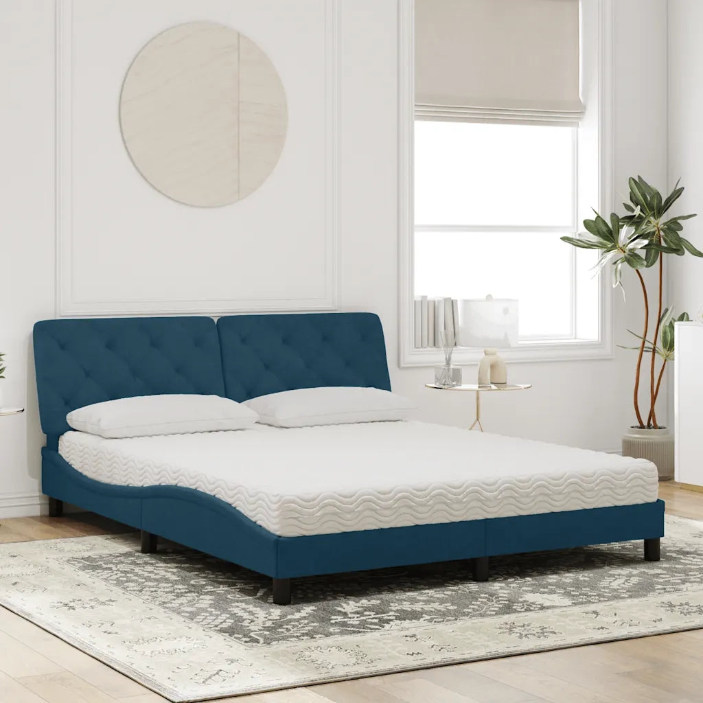 Letto con Materasso Blu 160x200 cm in Velluto