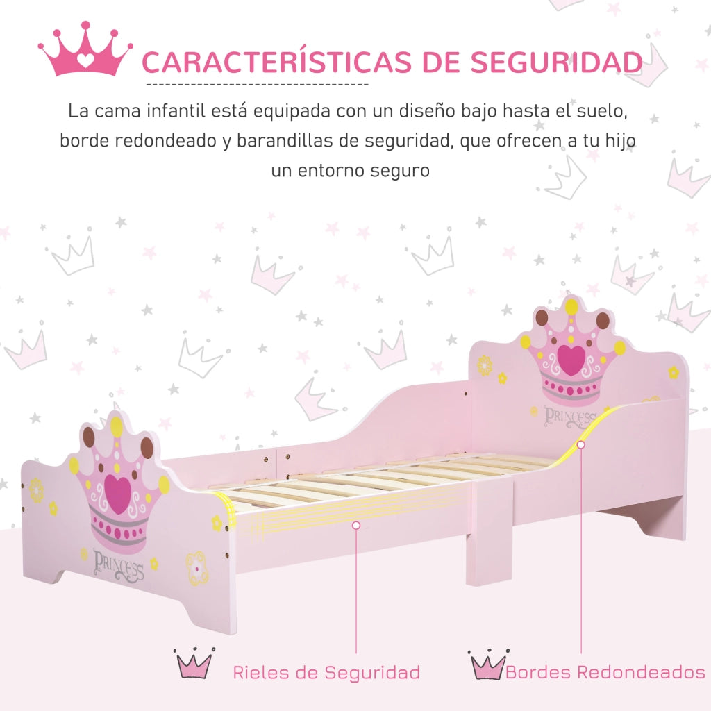 Letto Singolo per Bambini ¨C Minimal ¨C Rosa 143x73x60 cm