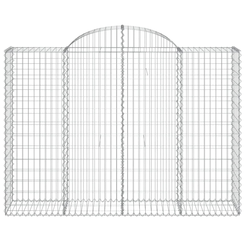 Cestini gabbioni recinzione a gabbia muro di contenimento ad arco 1 set da 4 200 x 50 x 140/160 cm ferro zincato argento 02_0040577