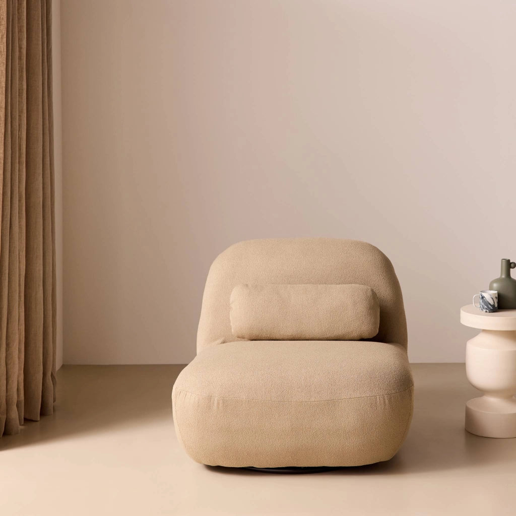 Poltrona girevole 360° bouclé, beige