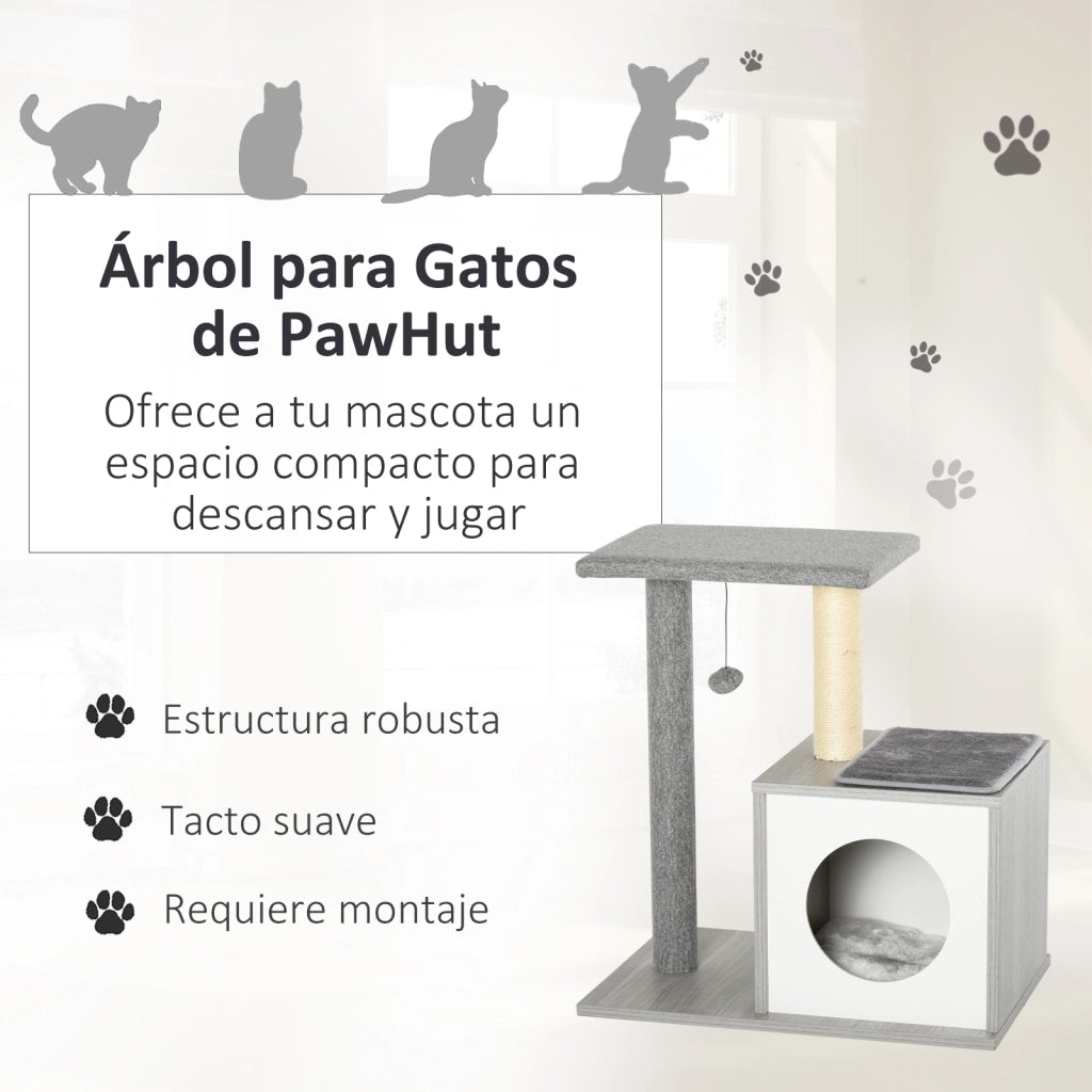 Albero tiragraffi per gatti 3 livelli con piattaforme e cuscini ¨C zephmum ¨C 59x39x62 cm grigio