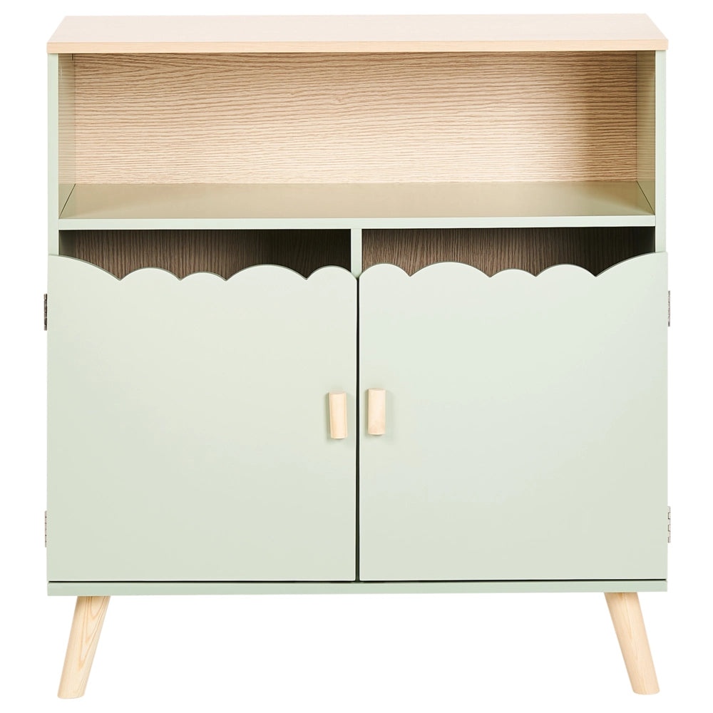 Credenza con motivo a casetta per la camera dei bambini in MDF di pino verde chiaro elemento per la cameretta