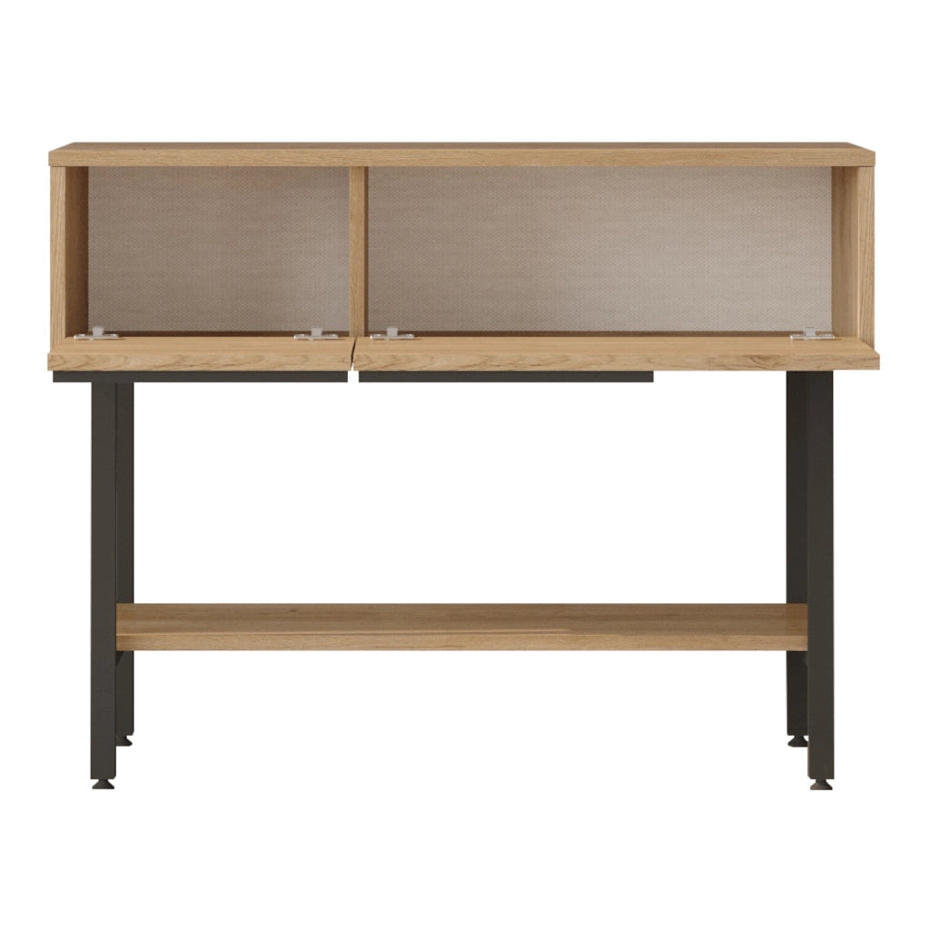 Tavolo Consolle Vesanto con Scomparti Chiusi 100 x 30 x 76 cm - Effetto Rovere / Nero [en.casa]