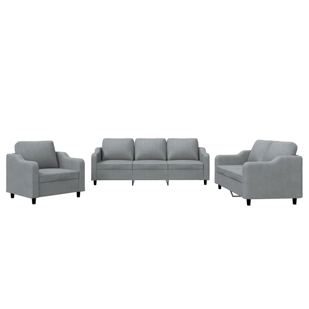Set di Divani 3 pz con Cuscini Grigio Chiaro in Tessuto 3201770