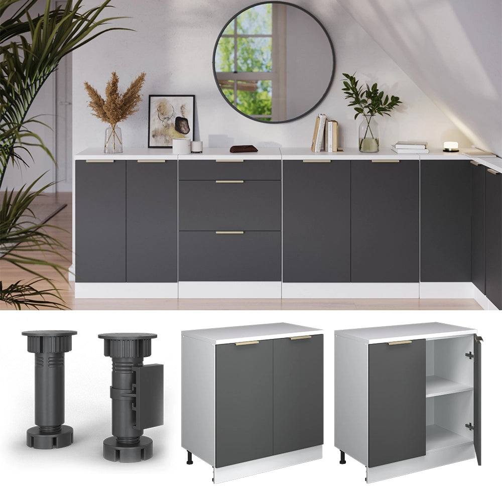 Mobile per mansarda Rion Antracite-oro/Bianco 80 x 83.8 cm senza inclinazione con 2 ante Vicco