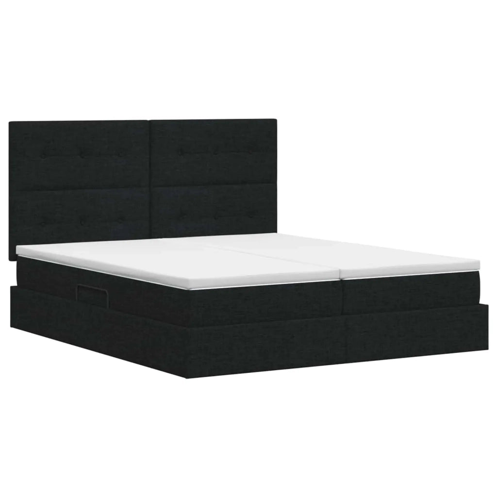 Letto con Contenitore con testiera Nero 180 x 200 cm Tessuto 3459791