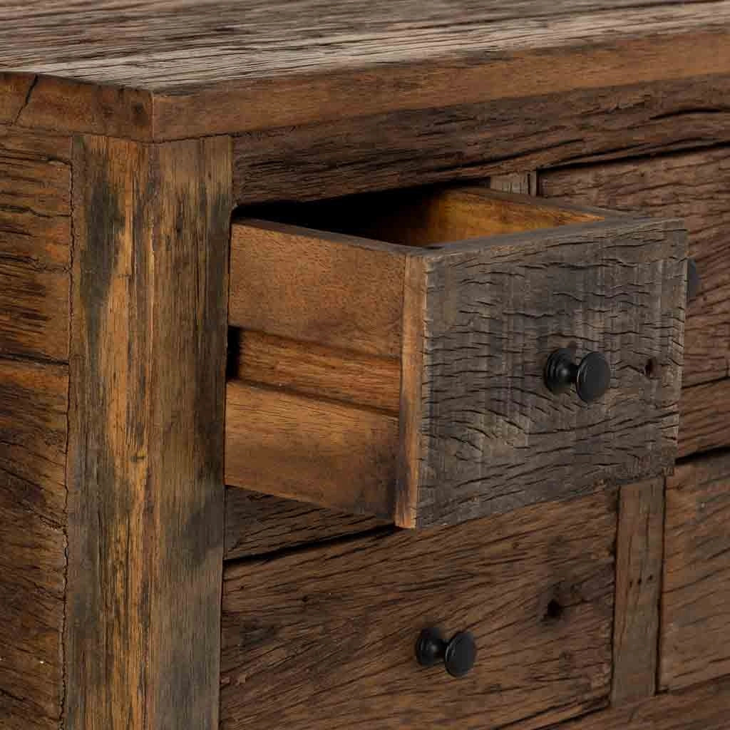 Mobile da ingresso in legno con 5 cassetti marrone, 60x35x90h cm