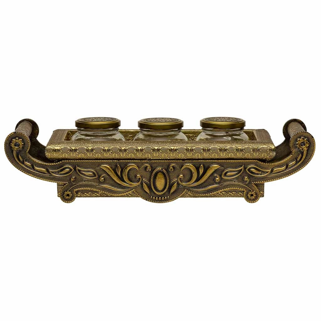 Vassoio in metallo goffrato color rame 43x17,5x7h