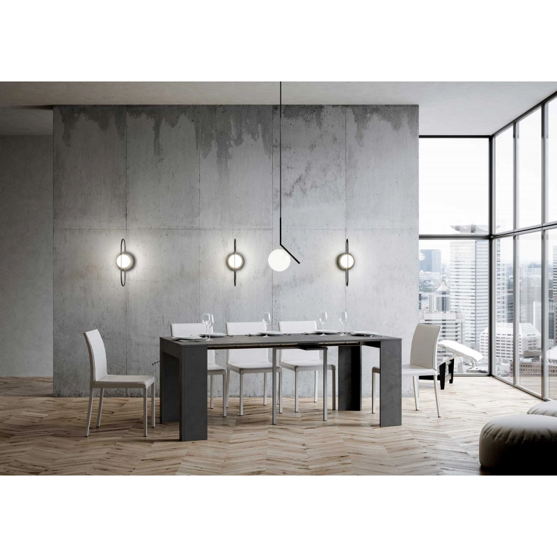 Consolle allungabile 90x42/302 cm Emy - Antracite Spatolato