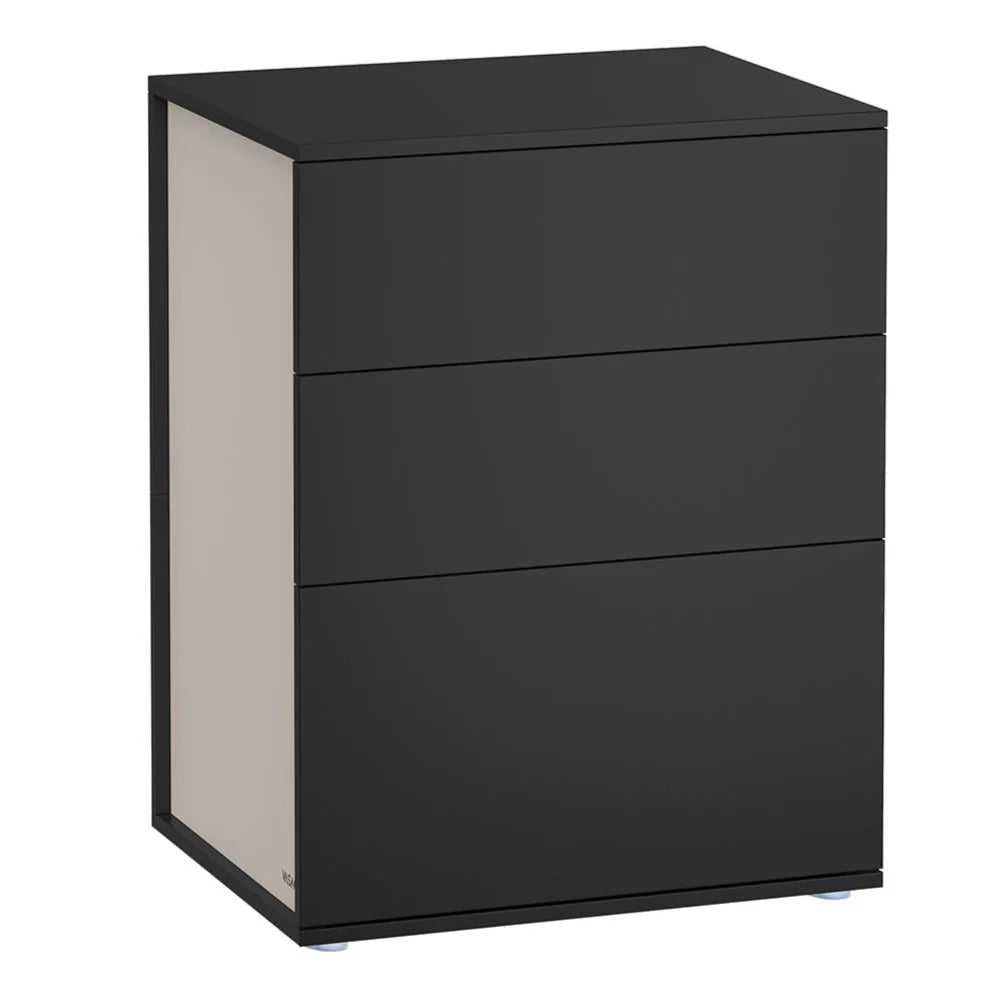 Comodino moderno con montaggio senza attrezzi tavolino con cassetti per camera da letto o soggiorno 35 x 45 x 587 cm bianco opaco e beige cappuccino 12_0007596