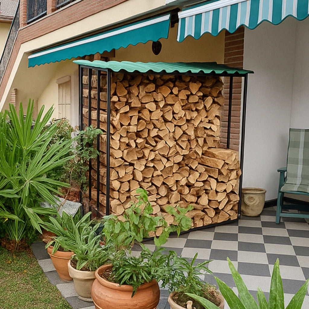 Legnaia tettoia in acciaio verniciato antracite eco 180x70xh200 cm