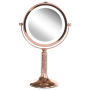 Specchio LED da trucco 1x/5x ingrandimento doppio lato struttura in ferro ø 13 cm rosa e dorato