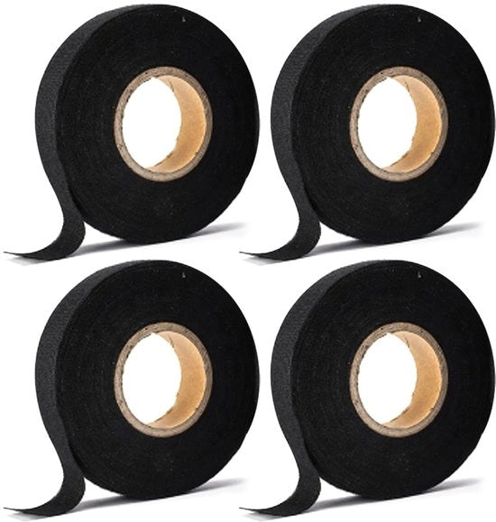Tappo isolante a 4 pezzi - Nero tessuto a poliestere - Impermeabile - Raggiungibile - Per uso domestico/auto - 19mm x 20m - Adesivo