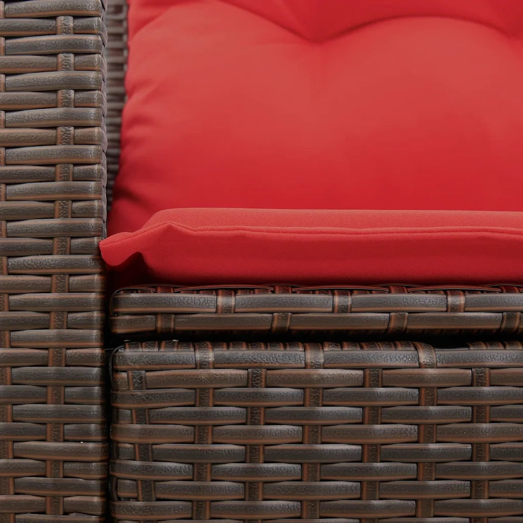 vidaXL Divano da giardino con cuscini a 2 posti marrone in polyrattan