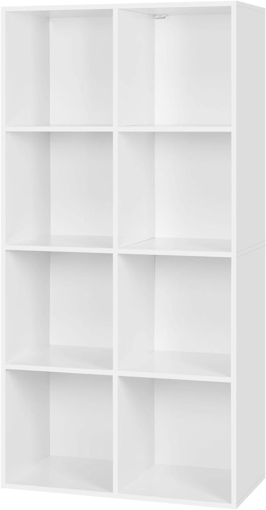 Libreria Scaffale con 8 Scomparti a Cubi Portaoggetti, Mobile da Soggiorno Porta Libri, Libreria in Legno da Ufficio 60x29,5x121cm, Bianco, SK002ws4