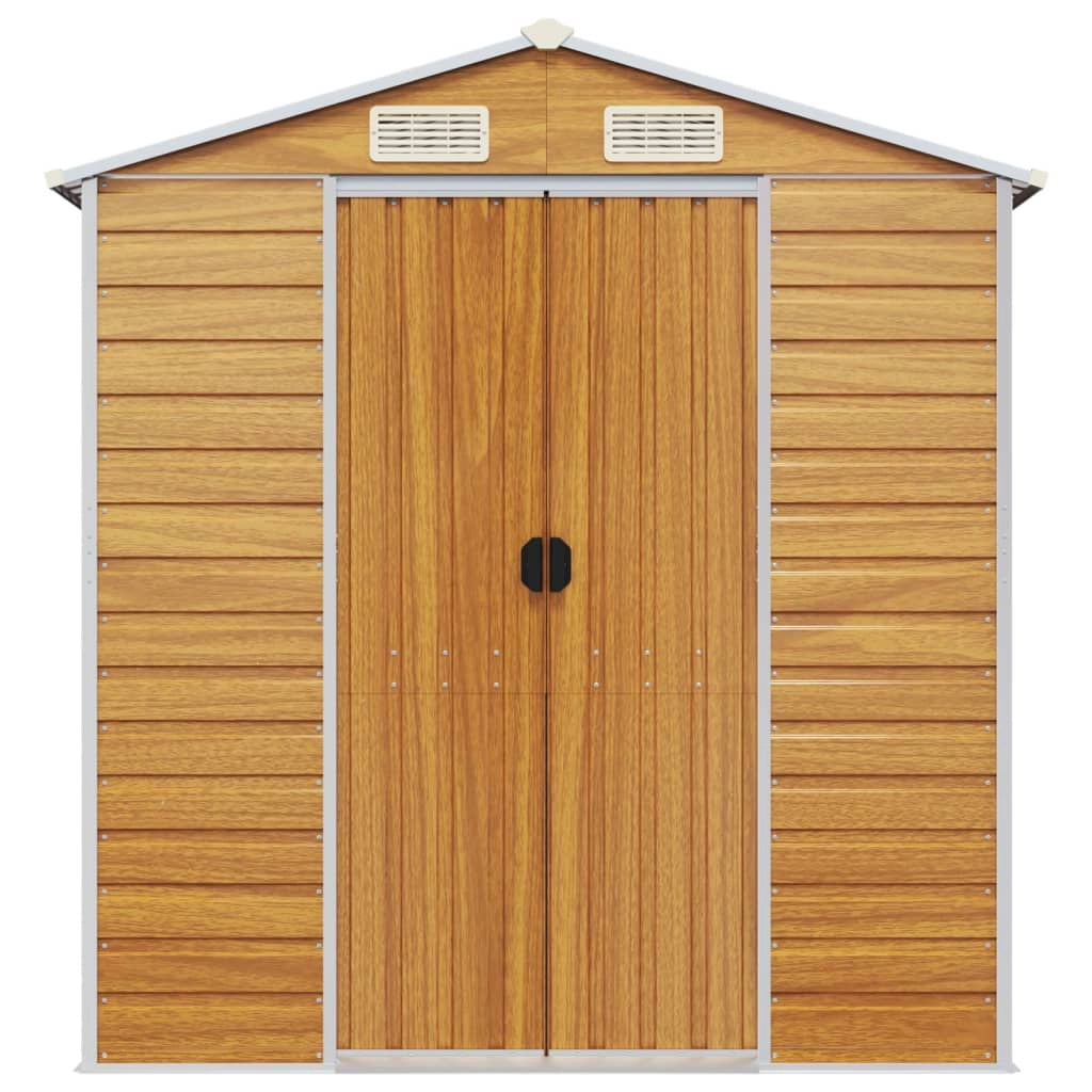 Casetta da giardino cabina ripostiglio casetta da esterno robusta casetta per attrezzi colore chiaro 191 x 810 x 198 cm acciaio zincato marrone 02_0022296