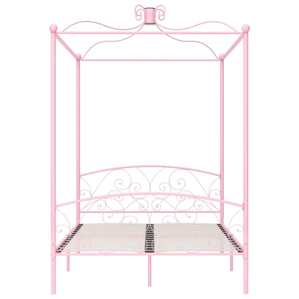 Letto a Baldacchino Rosa in Metallo 120x200 cm cod mxl 65071