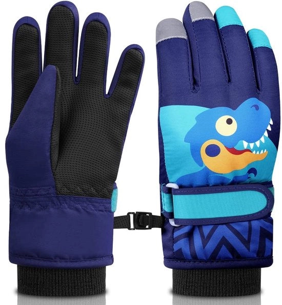 Manopole da sci per bambini - Materiali: fleece - Disegno colorato - Impermeabili - Adatte per sci e snowboard