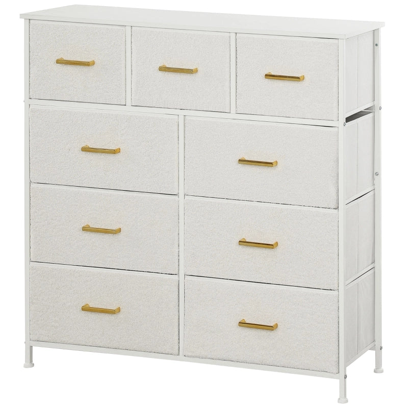 CASSETTIERA 9 cassetti 100x30x99 cm in tessuto crema